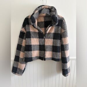 Plaid Fleece Zip-Up Jacket